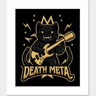 Death Metal Satanic Baphomet Cat playing guitar Posters and Art